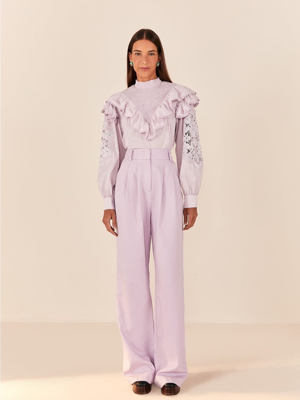 FARM Rio Lavender Low-Waist Wide-Leg Trousers